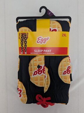 Eggo Waffle Mens Sleep Pants 2XL Side Pockets 44-46 Functional Drawstring New